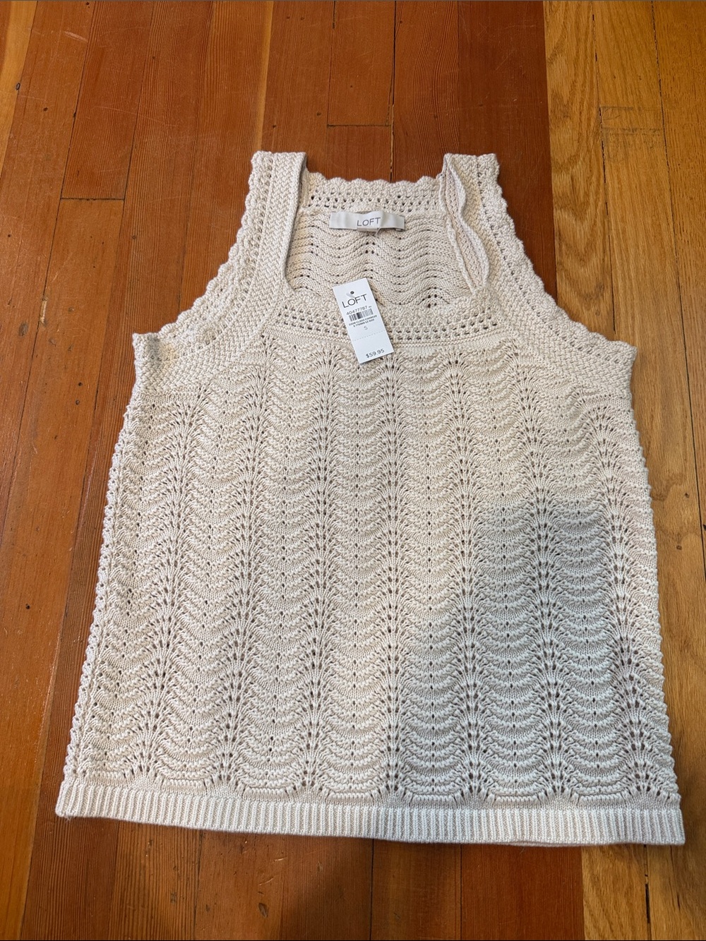 LOFT Cream Crochet Tank Top